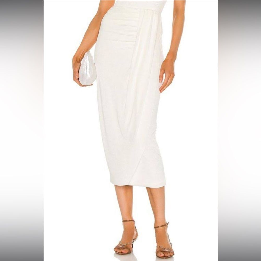 NWT Nude White Ruched MIDI Skirt Size 44/ US 8